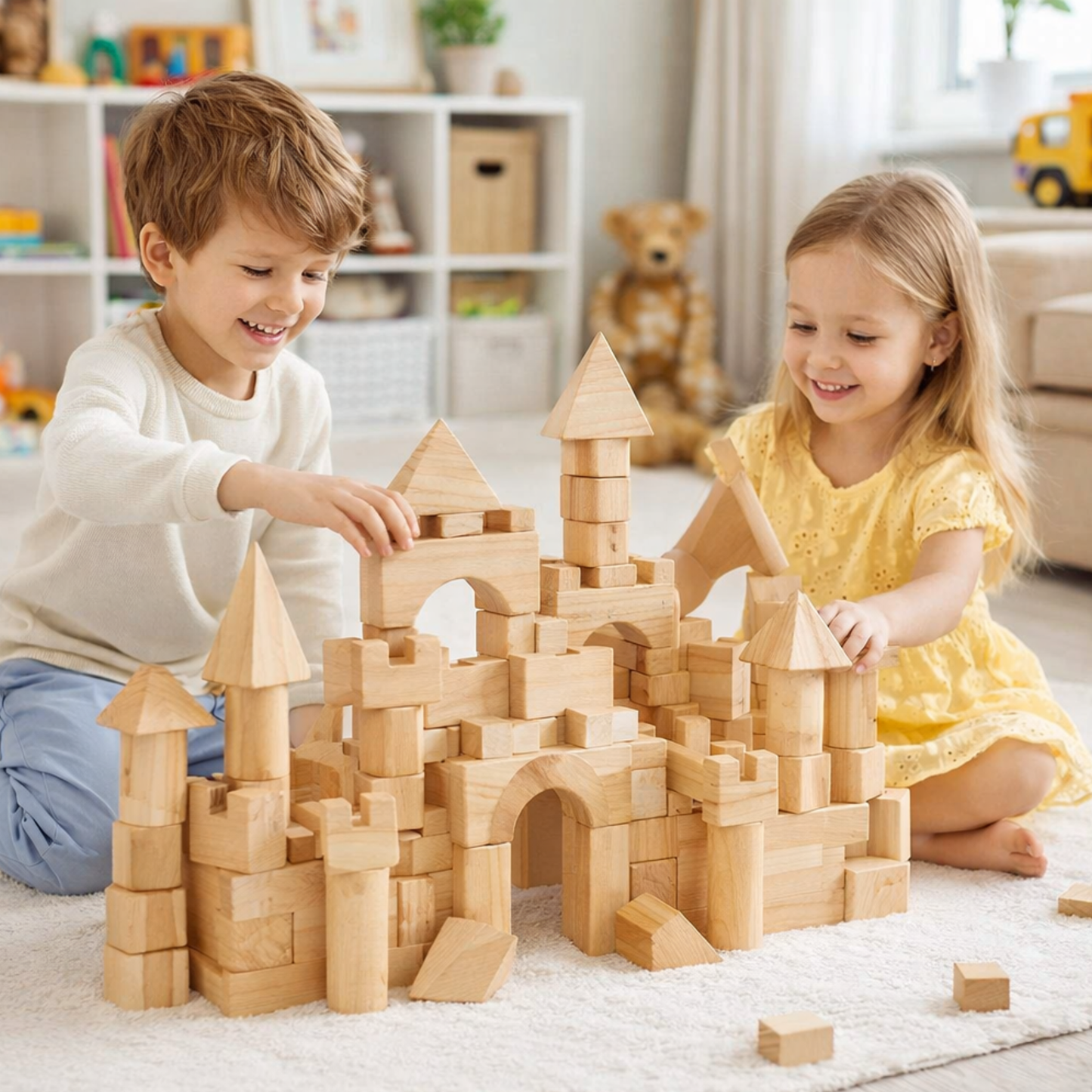 Wooden Castle Building Blocks Set