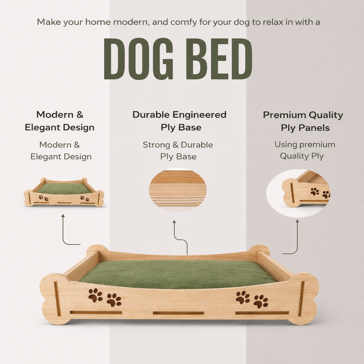Pine Wood Dog Bed