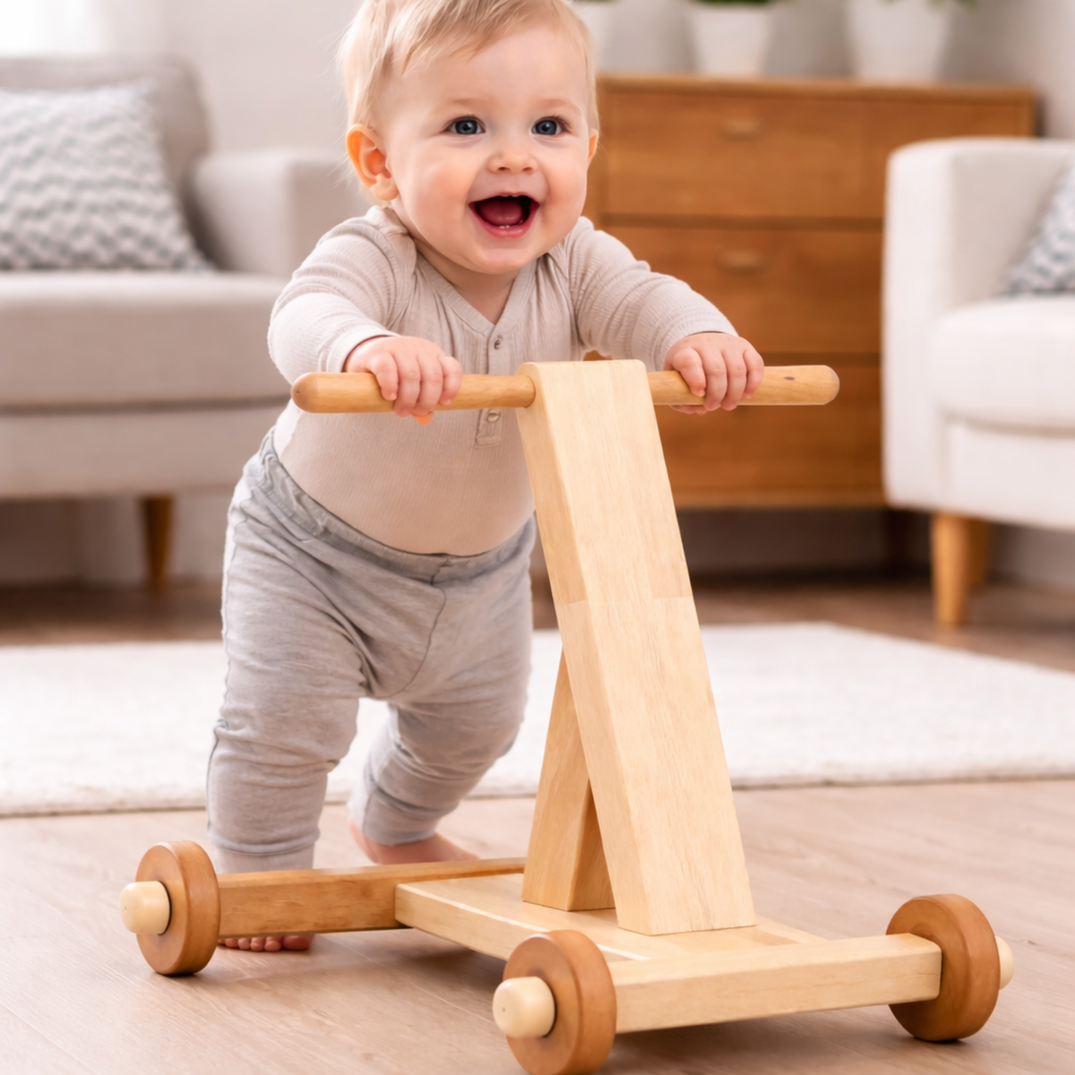 Natural Wood First Steps Walker by Woodling