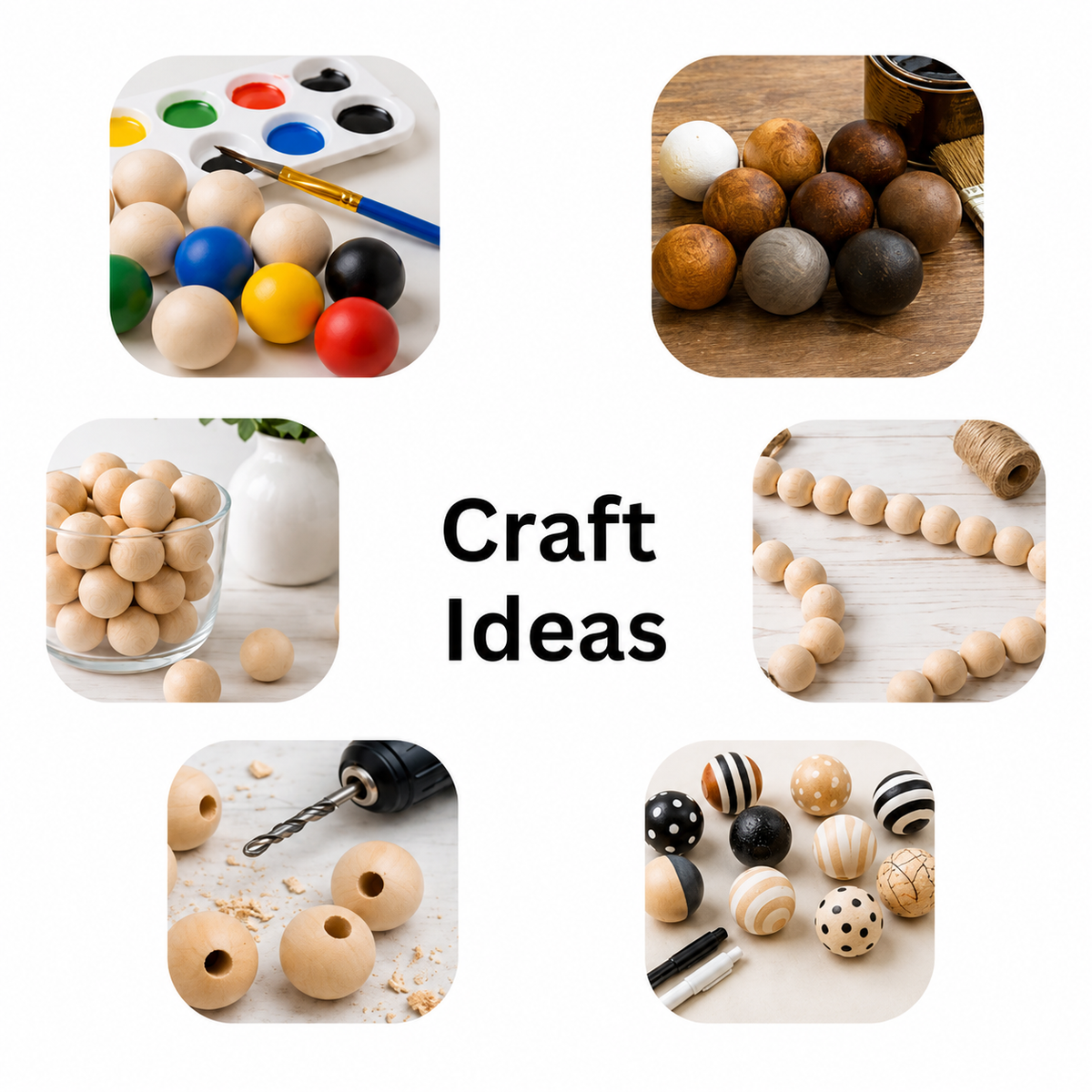 Wooden Balls with Hole (Pack of 10)
