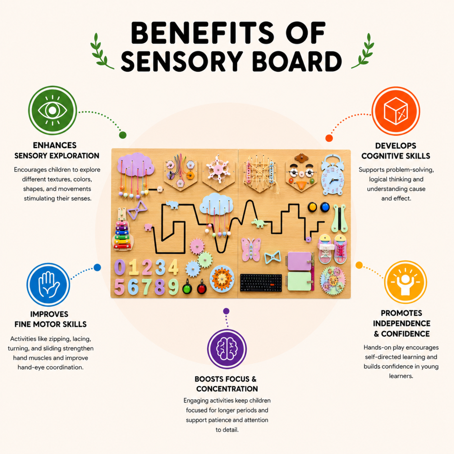 Montessori Sensory Board – Interactive Busy Board for Kids