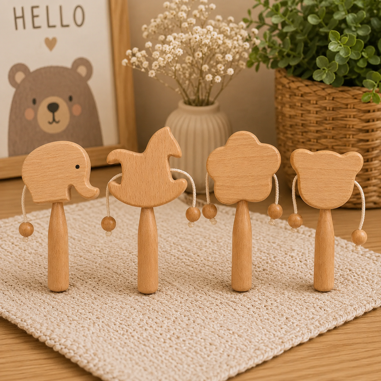 wooden Rattle with Handle